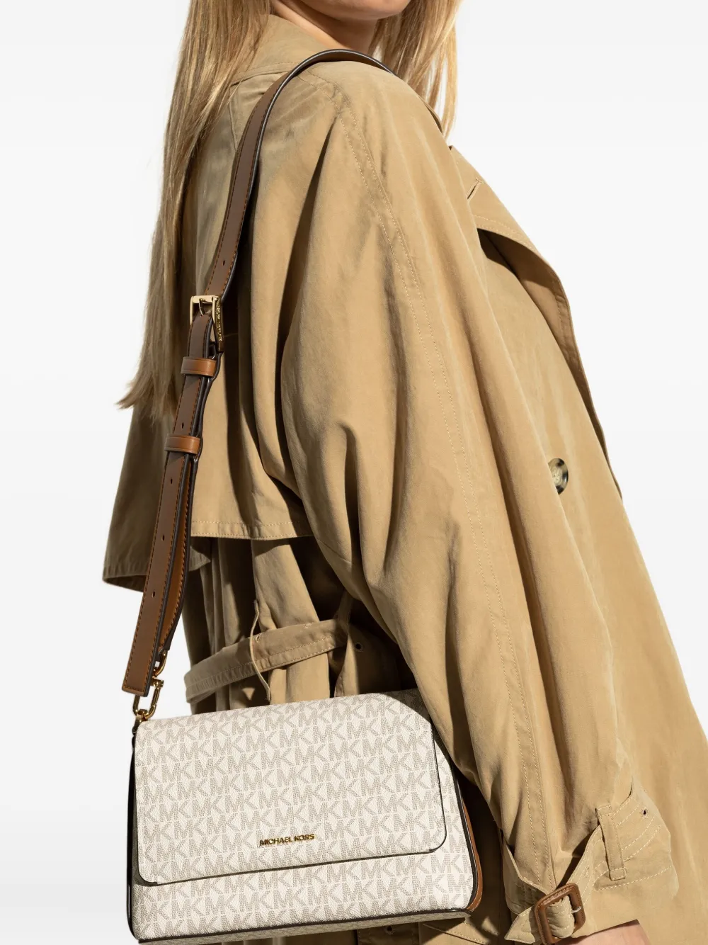 Michael Kors Schoudertas met monogram en klep Wit