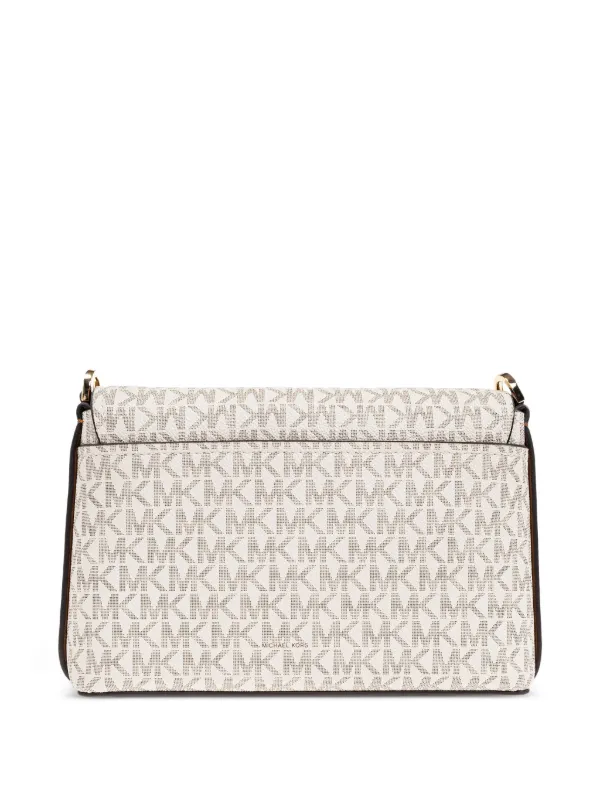 Michael Kors Bolsa Tiracolo Monogramada Com Aba | Branco | FARFETCH BR