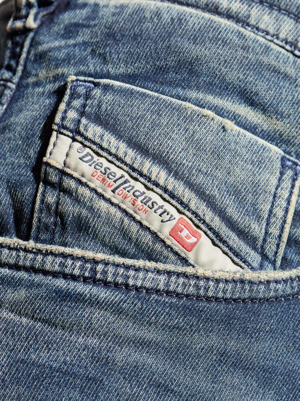 Diesel Krooley gerafelde jeans met trekkoord Blauw