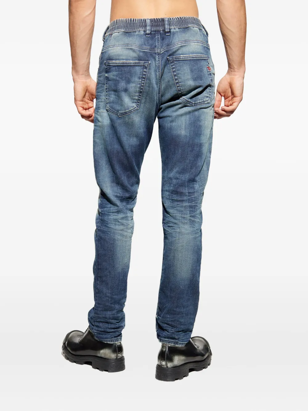 Diesel Krooley gerafelde jeans met trekkoord Blauw