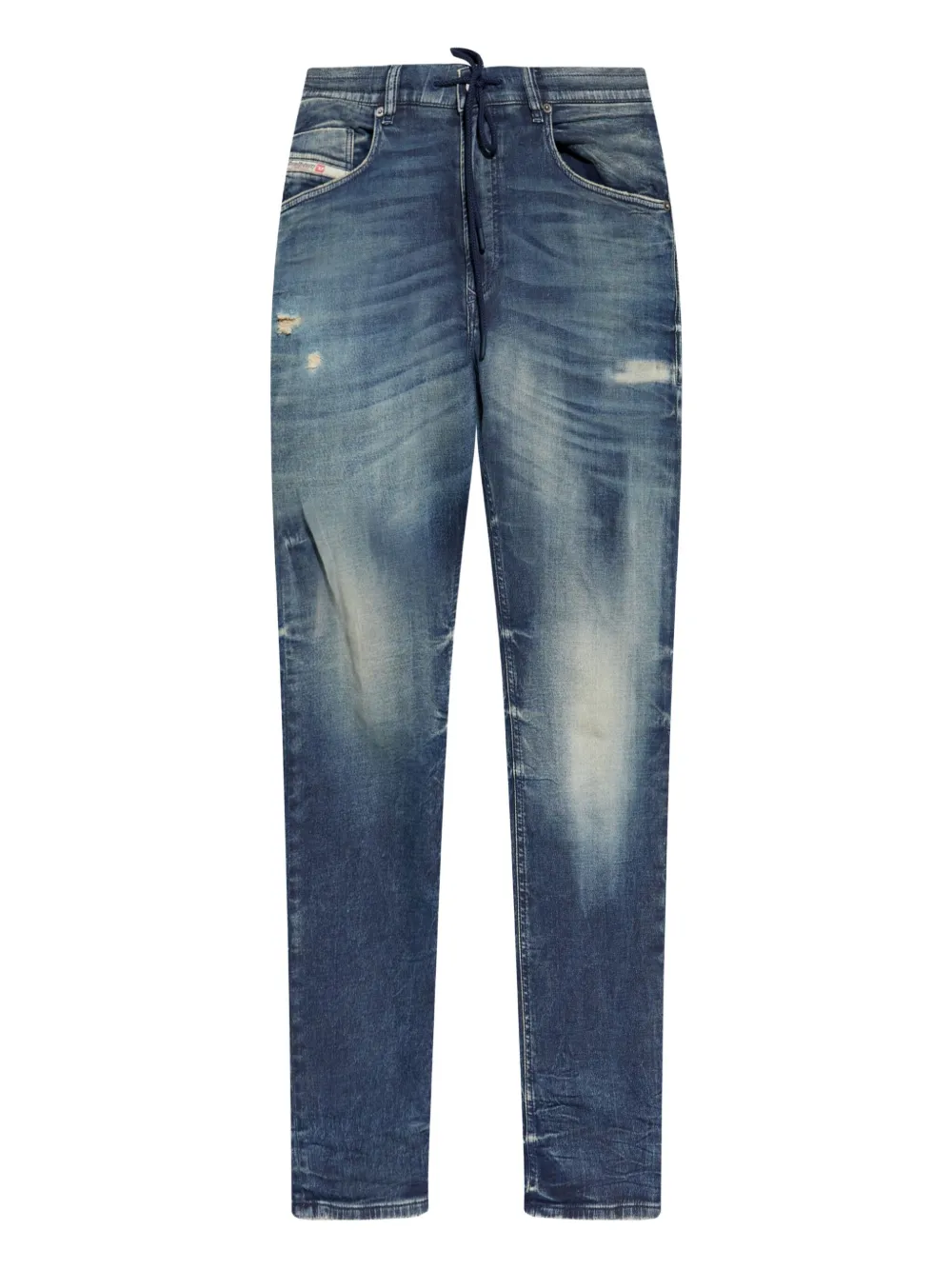 Diesel Krooley gerafelde jeans met trekkoord Blauw