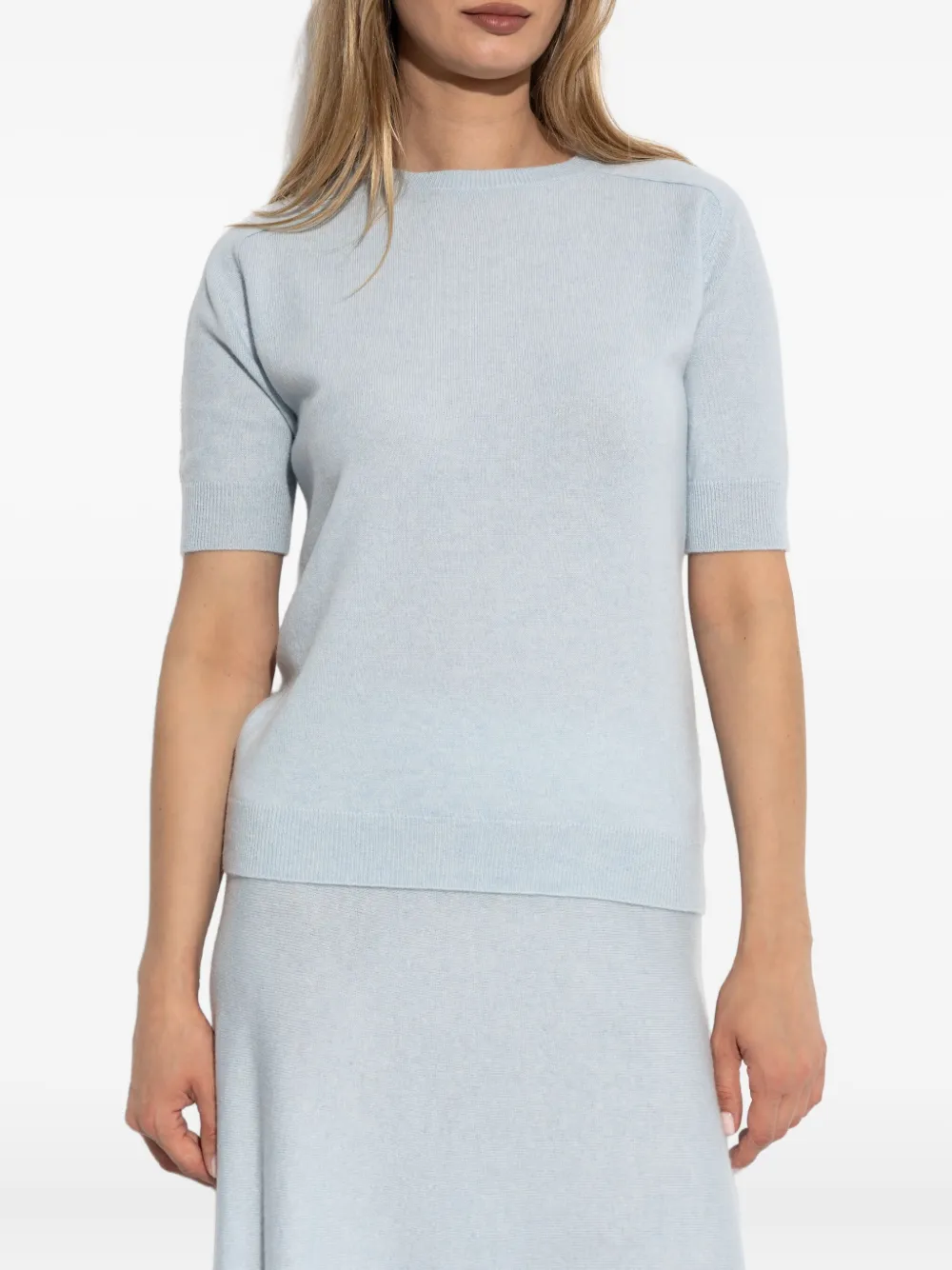 Lisa Yang The Kenza kasjmier top met korte mouwen Blauw