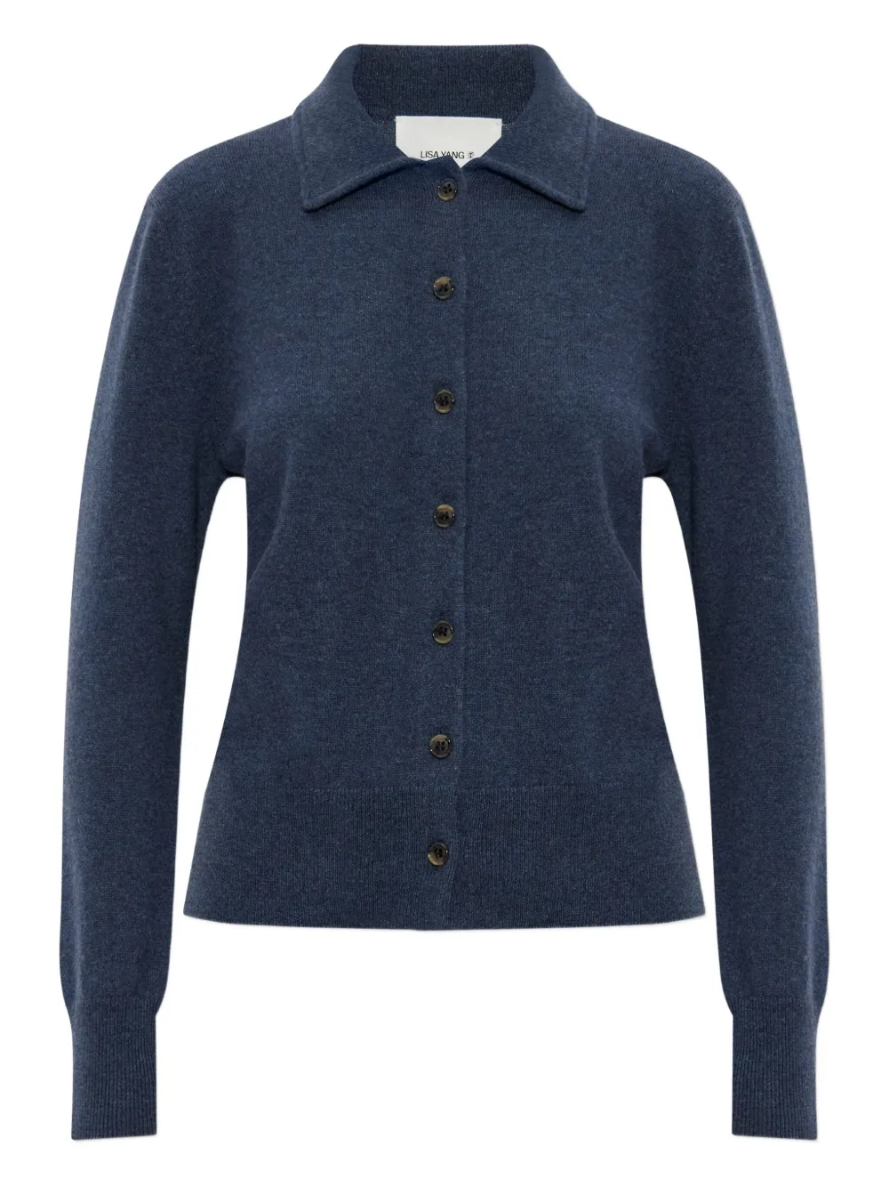 Lisa Yang button-down collar cashmere cardigan Blauw