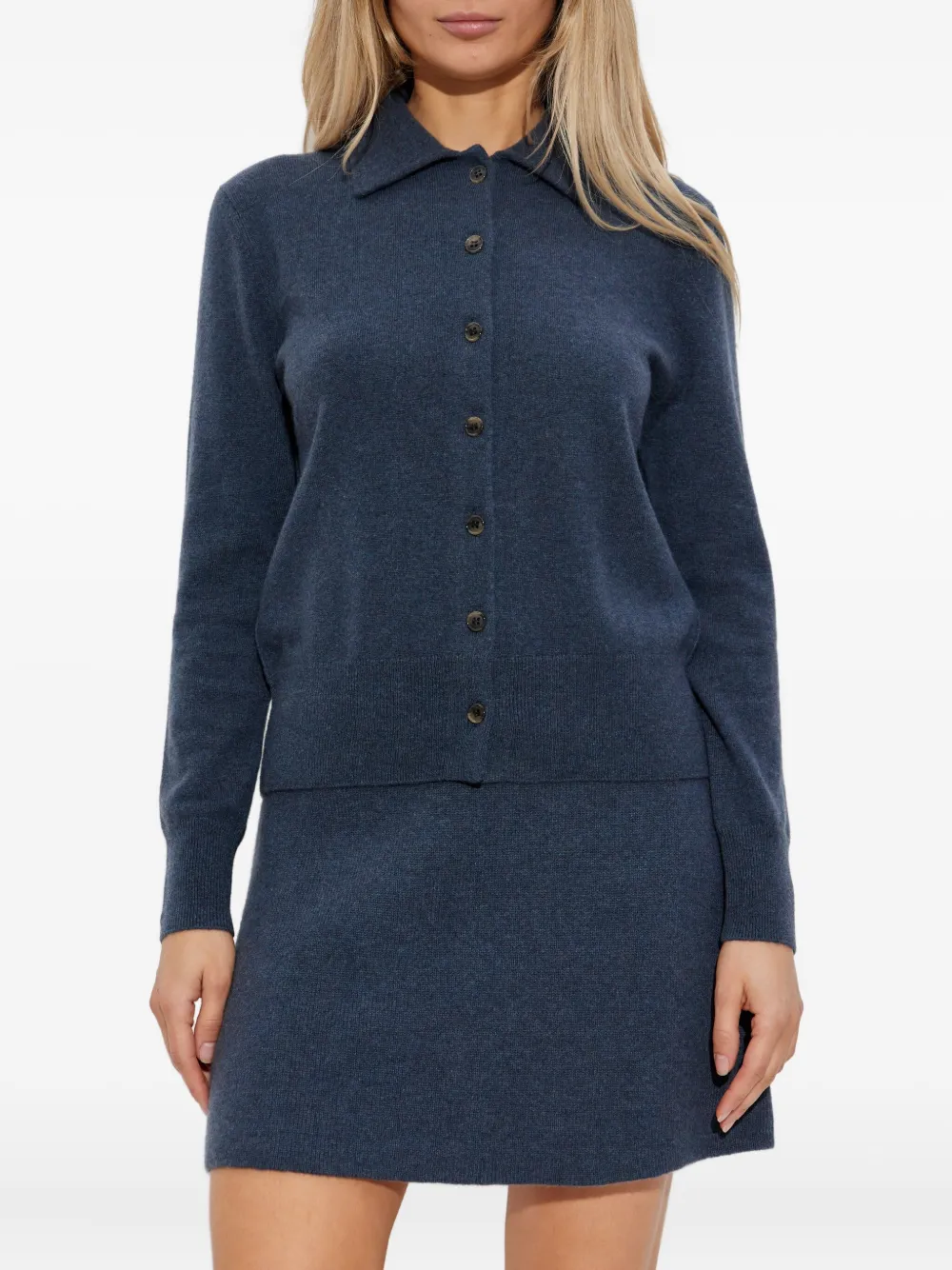 Lisa Yang Button-down kasjmier vest met kraag Blauw