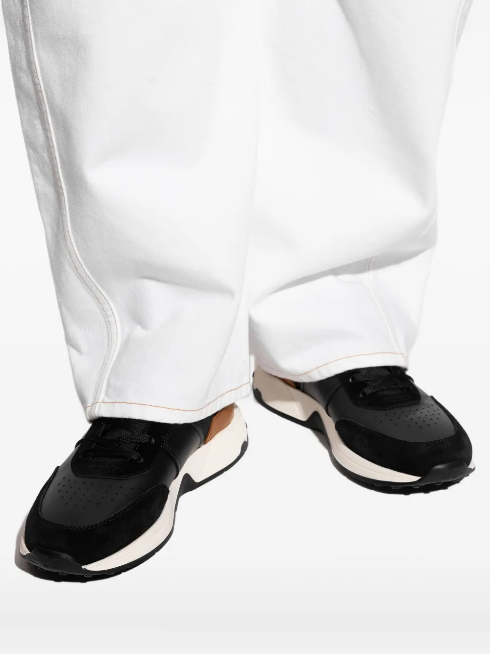 Tod's leather panelled sneakers Black