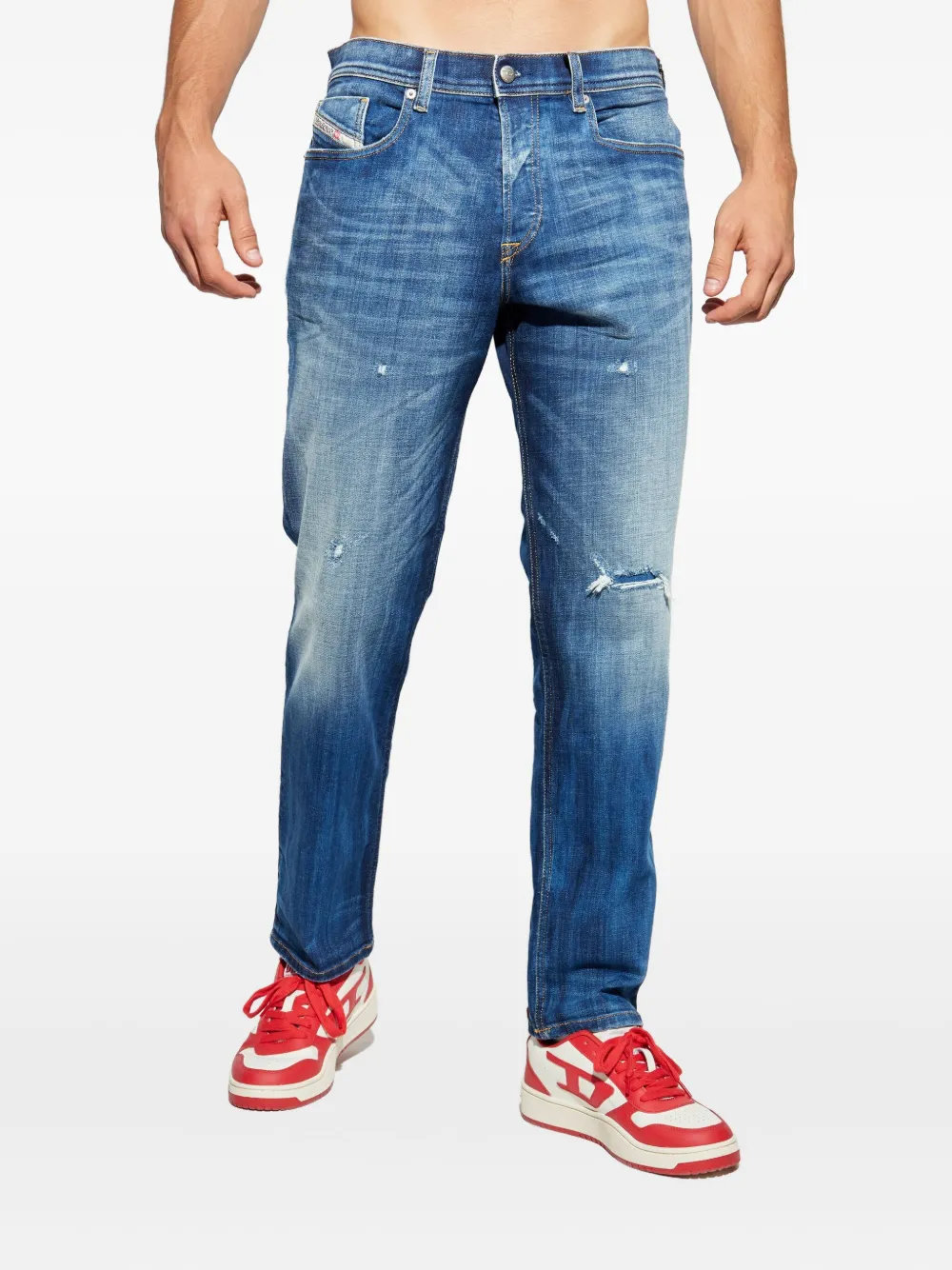 Diesel 2023 D-Finitive gerafelde jeans Blauw