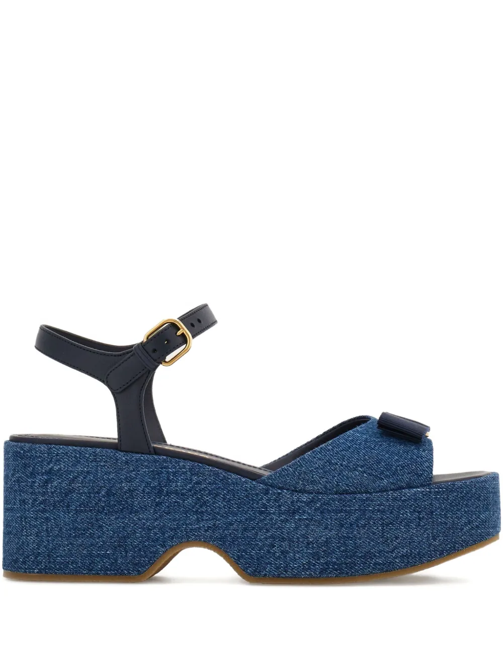 Ferragamo 70 mm sandalen met strikdetail en plateauzool Blauw