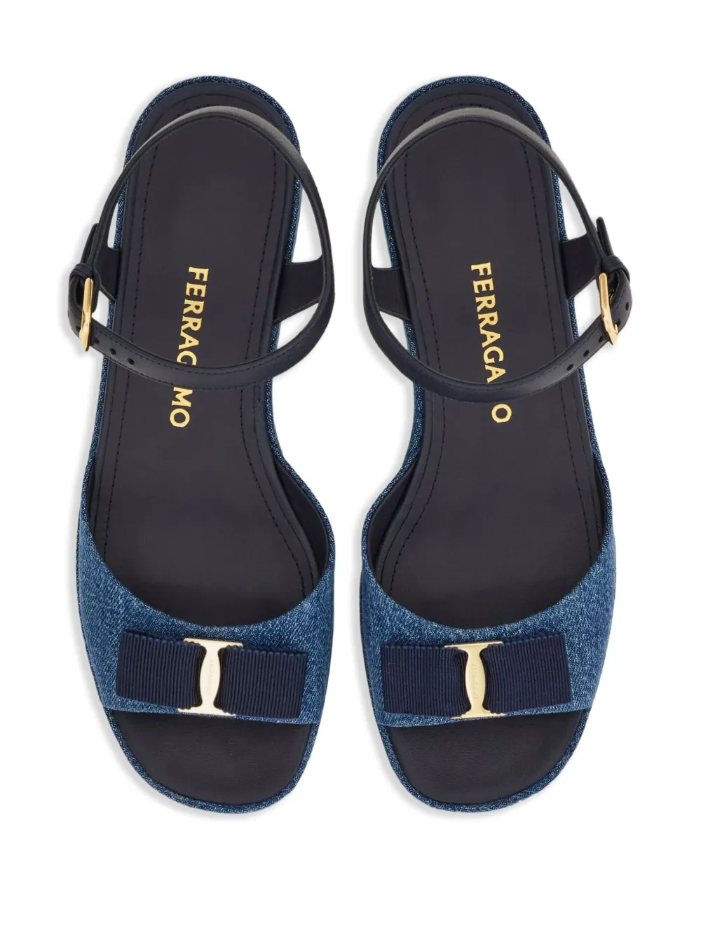 Ferragamo 70 mm sandalen met strikdetail en plateauzool Blauw