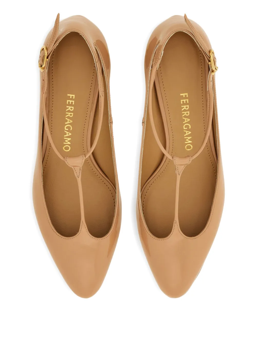 Ferragamo 40 mm pumps met bolvormige hak Beige