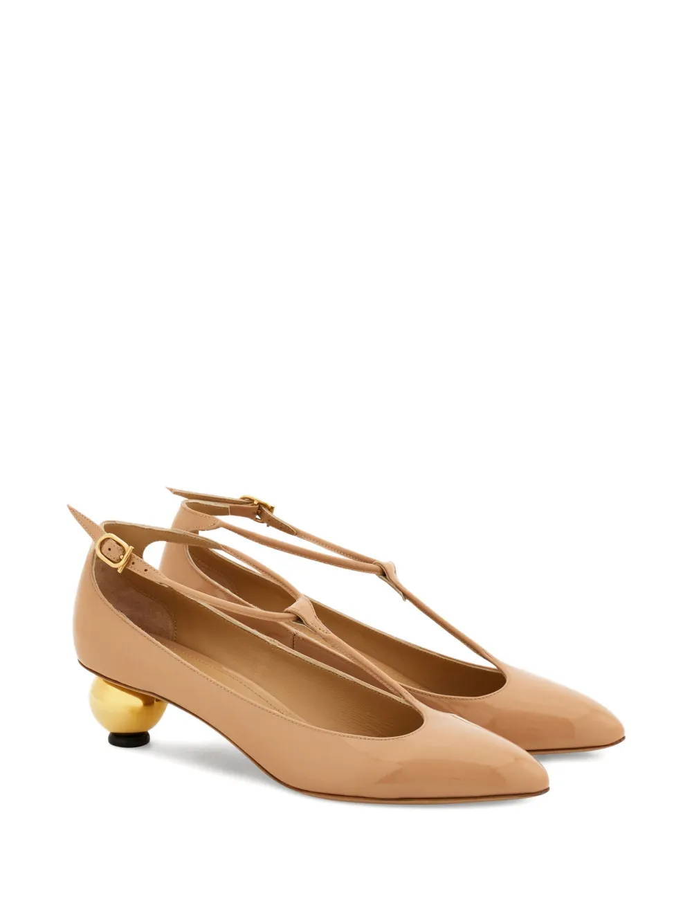 Ferragamo 40 mm pumps met bolvormige hak Beige