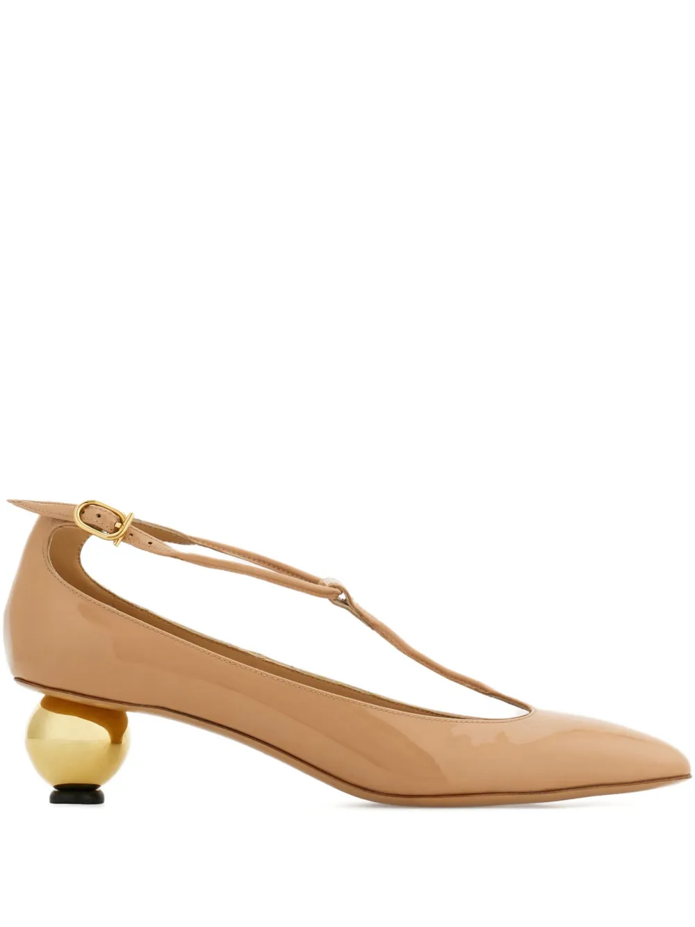 Ferragamo 40 mm pumps met bolvormige hak Beige