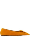 Ferragamo bow pointed ballet flats - Yellow