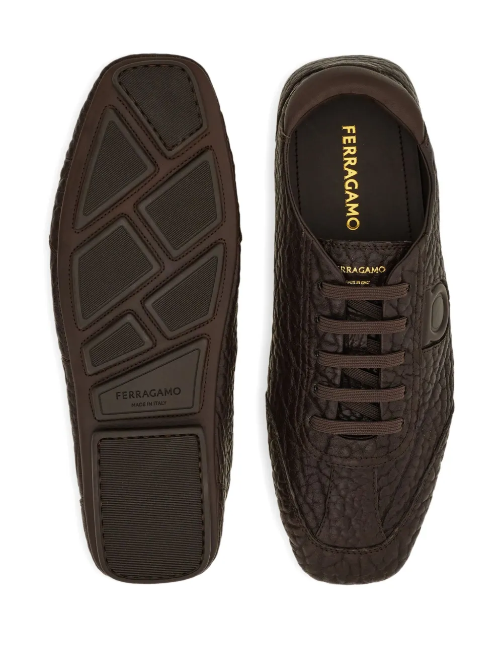 Ferragamo Gancio-detail Lace-up Loafers In Brown