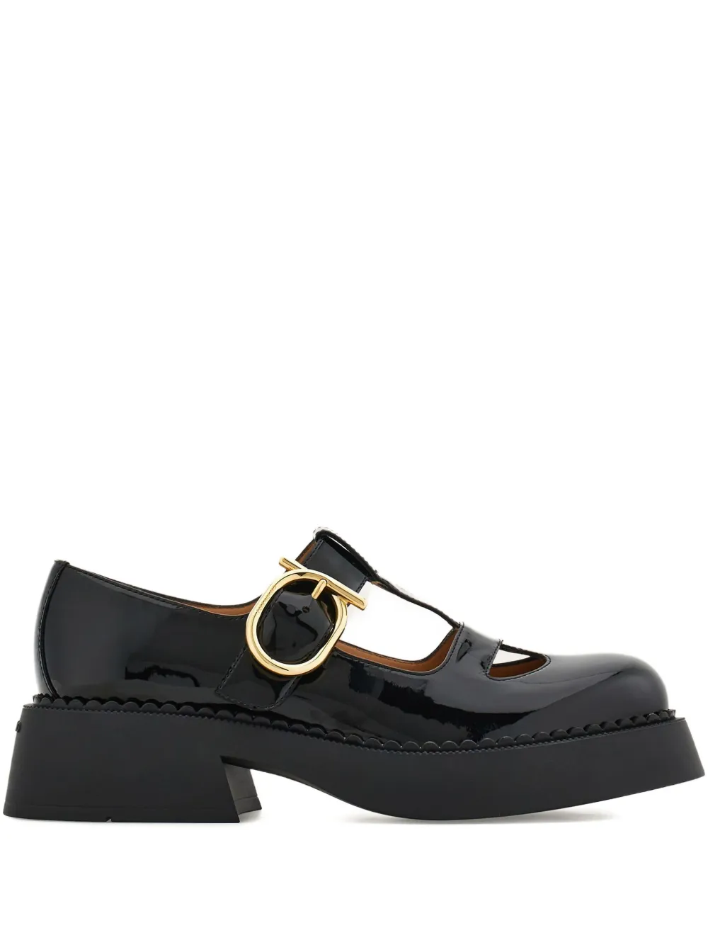 Ferragamo T-strap buckle pumps - ブラック Ferragamo T-strap buckle pumps - ブラック