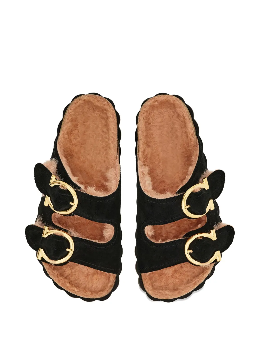 Ferragamo Gancini Buckle Sandals In Black