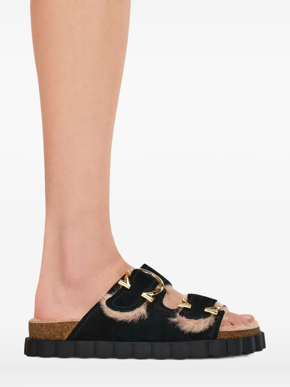 Ferragamo Gancini Buckle Sandals In Black