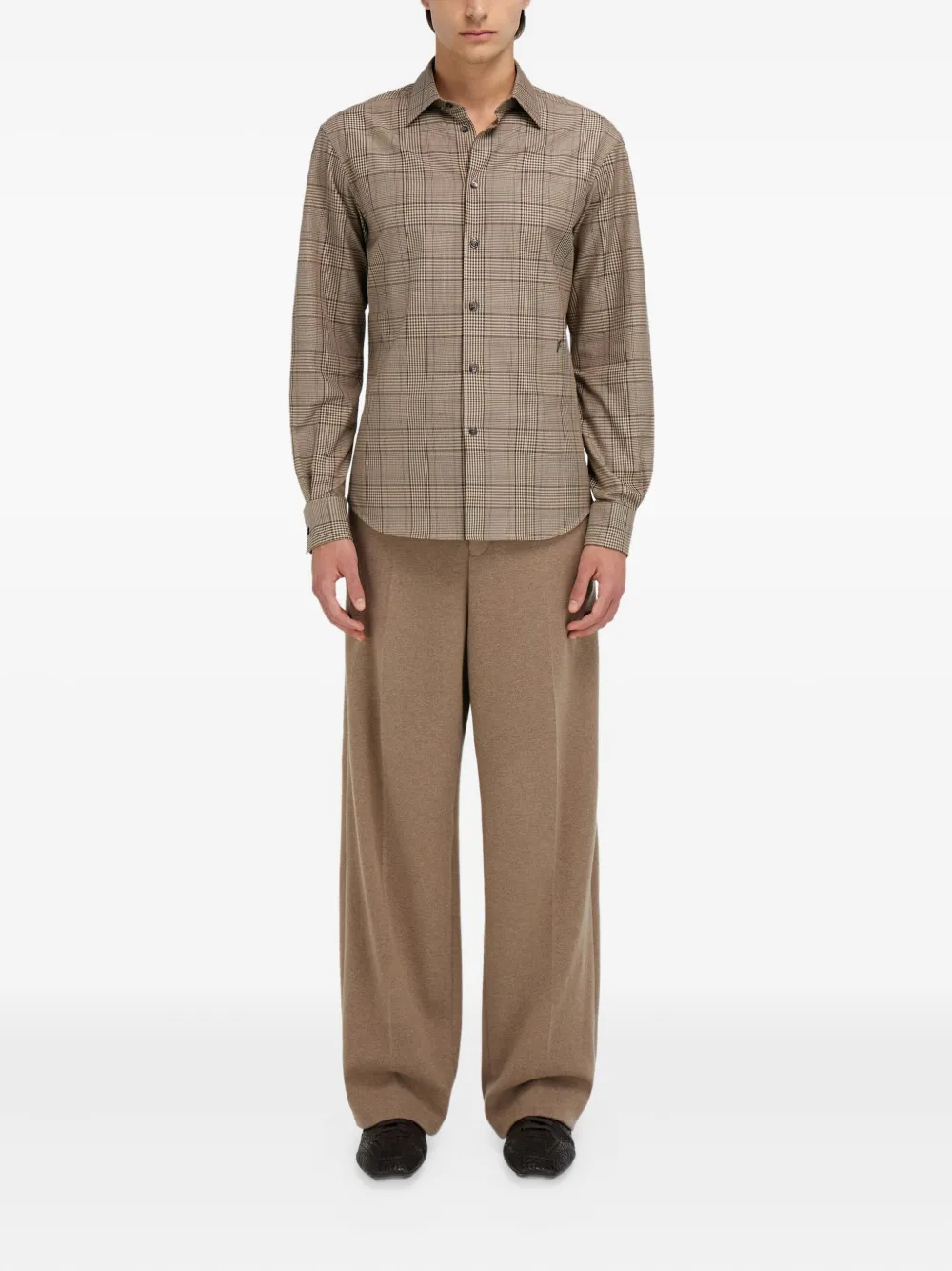 Ferragamo Geruit overhemd met knoopsluiting - Bruin