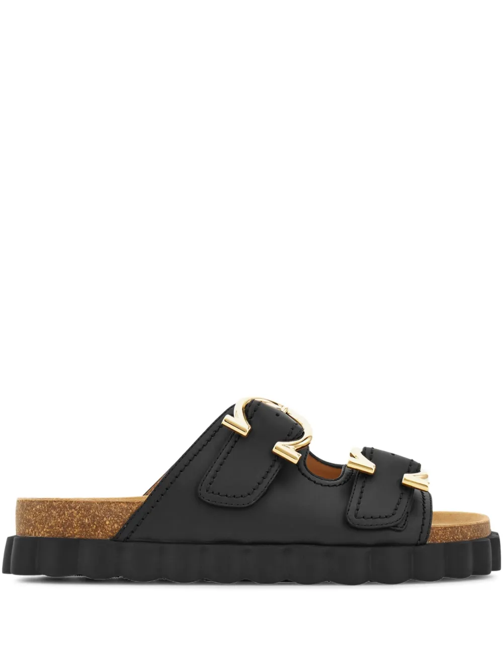 Ferragamo Gancini buckle sandals Black