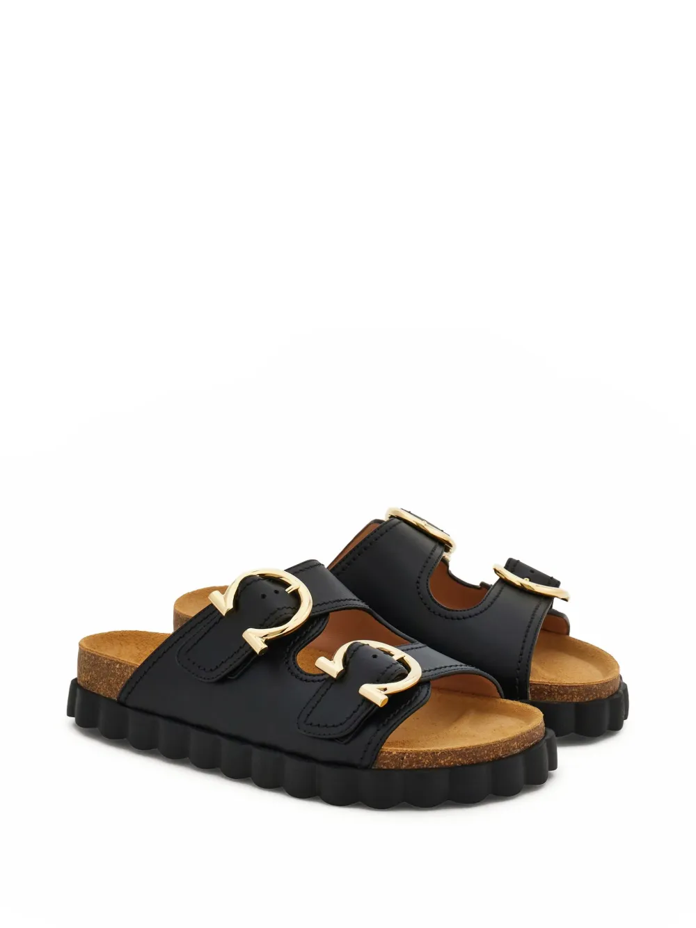Ferragamo Gancini buckle sandals Black