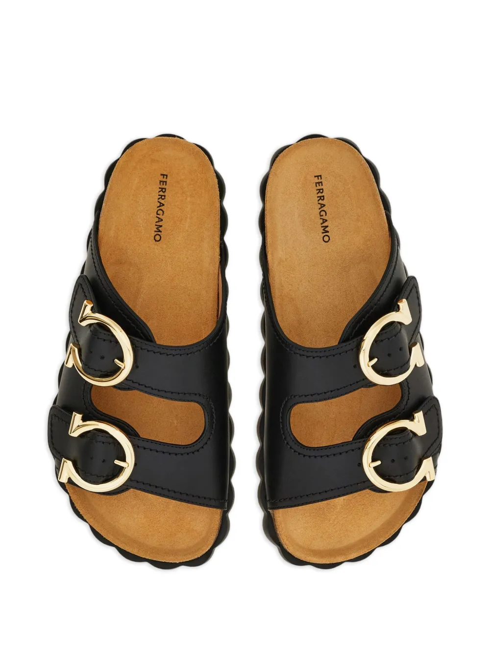 Ferragamo Gancini buckle sandals Black