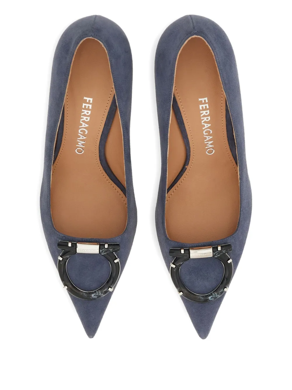 Ferragamo 70 mm pumps met puntige neus Blauw