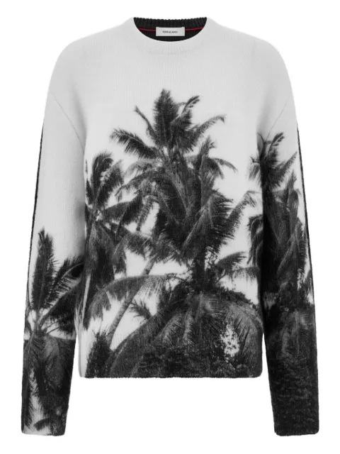 Ferragamo palm tree-print crew-neck sweater