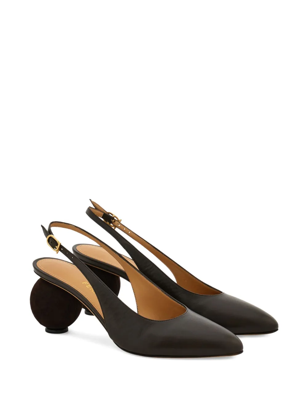 Ferragamo 70 mm slingback pumps met bolvormige hak Bruin