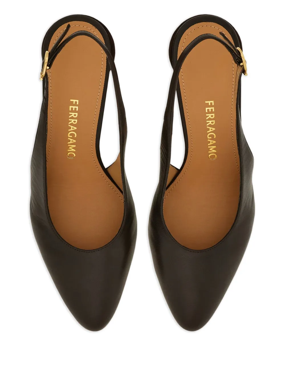 Ferragamo 70 mm slingback pumps met bolvormige hak Bruin
