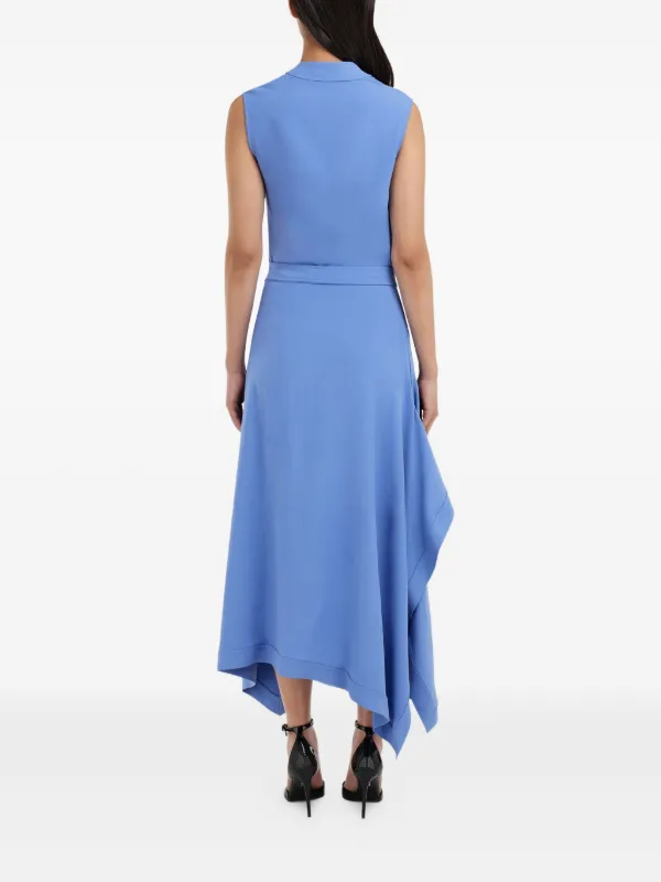 ferragamo blue dress Ferragamo Women Feather show print asymmetric midi dress Blue