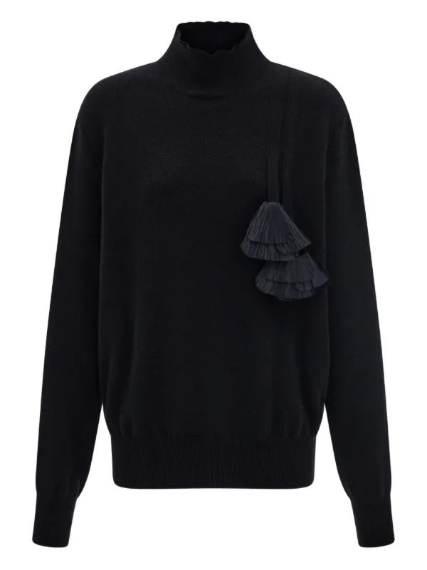Ferragamo Pleated-tassel Sweater in Black