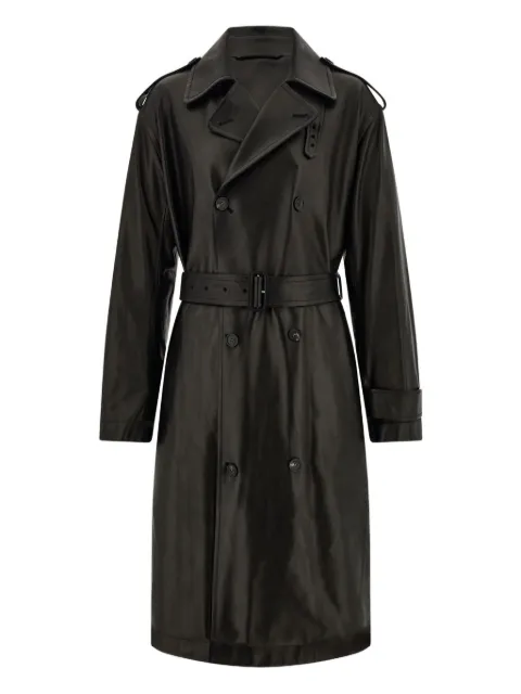 Ferragamo double-breasted belted leather trench coat