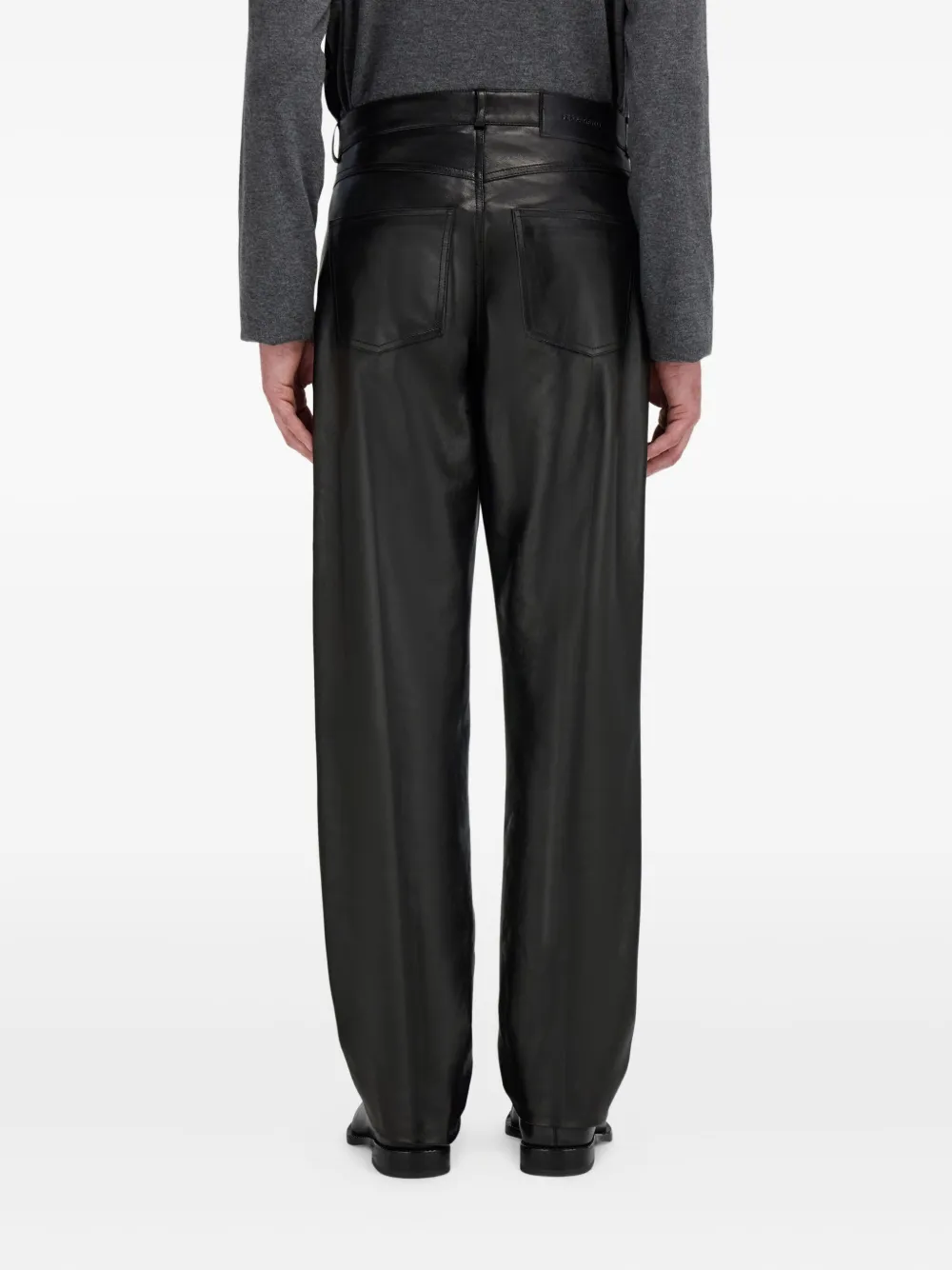 Ferragamo Five-pocket Nappa Trousers In Black