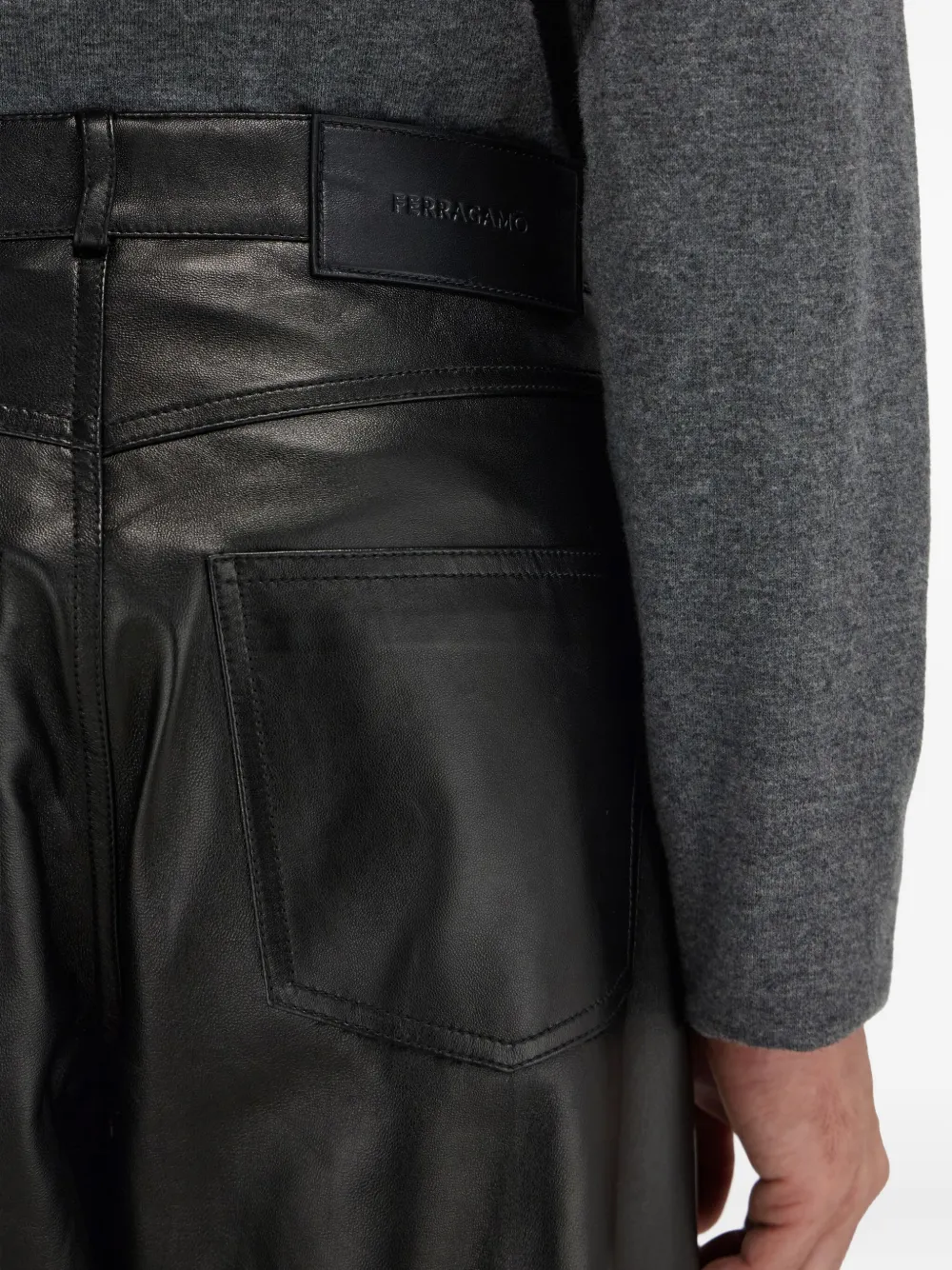 Ferragamo Five-pocket Nappa Trousers In Black