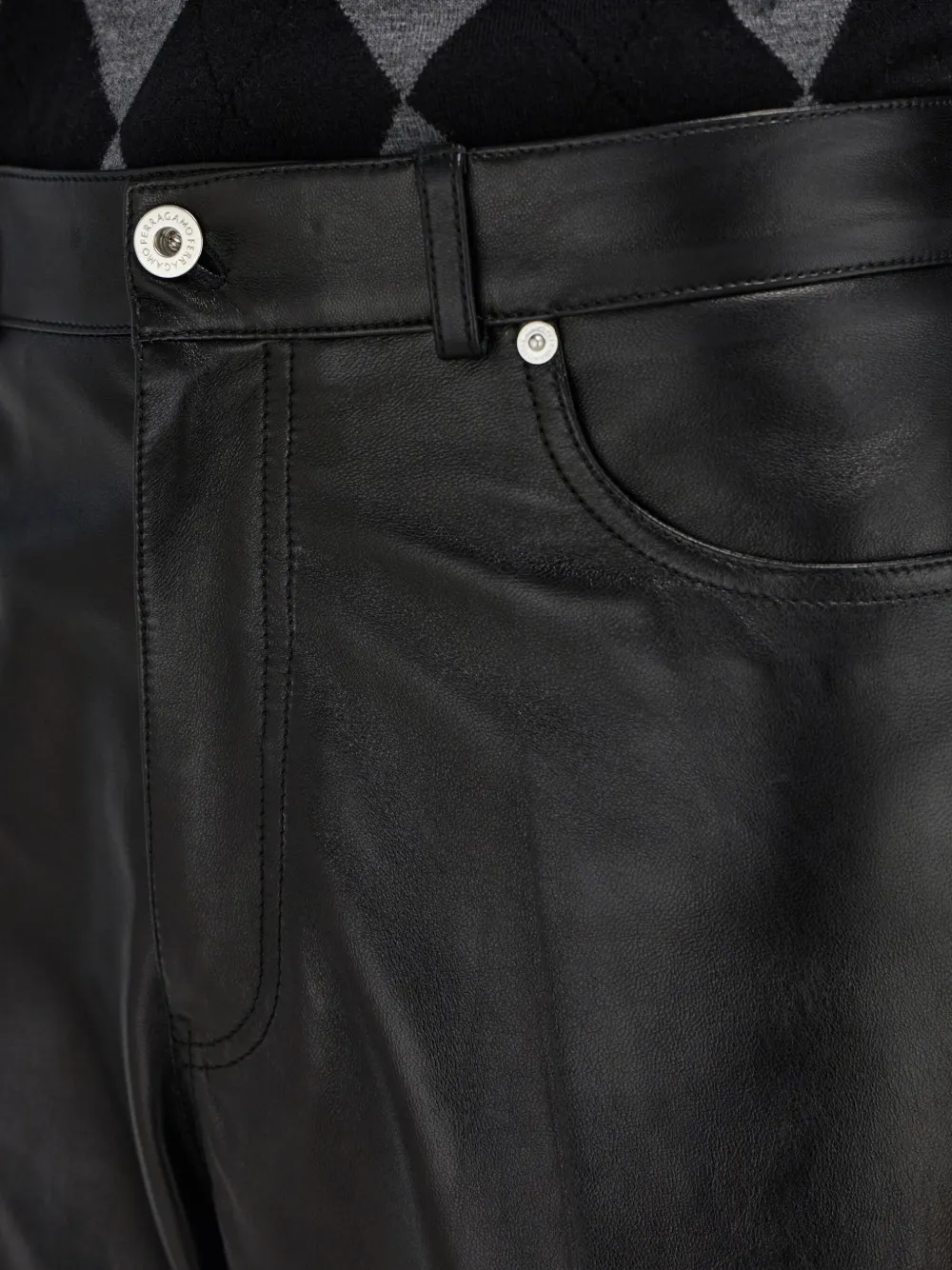 Ferragamo Five-pocket Nappa Trousers In Black