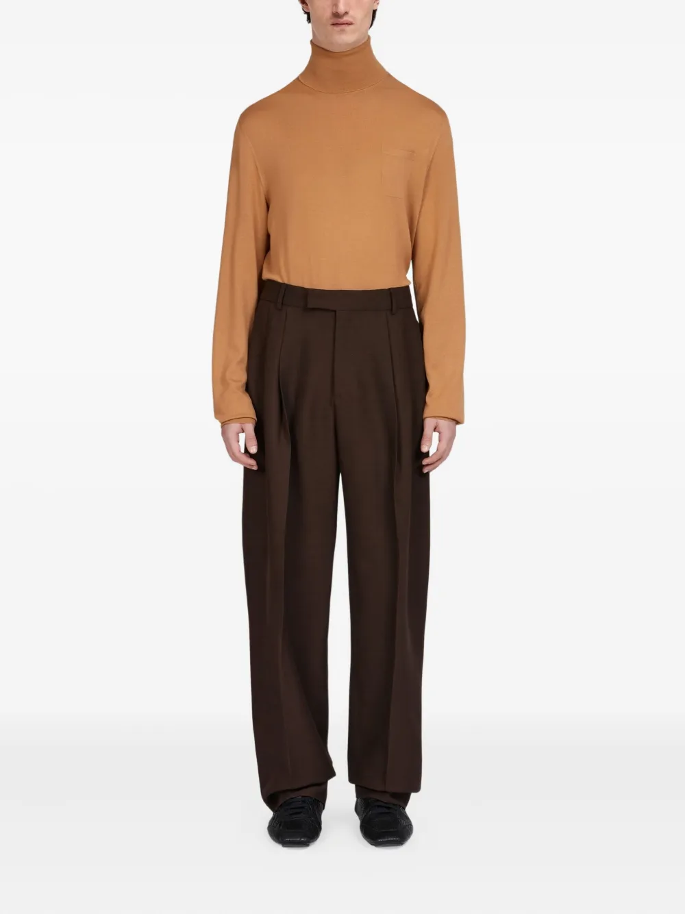Ferragamo Pleated Tailored Trousers In Green