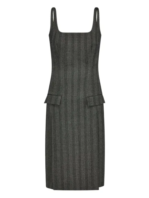 Ferragamo herringbone square-neck midi dress