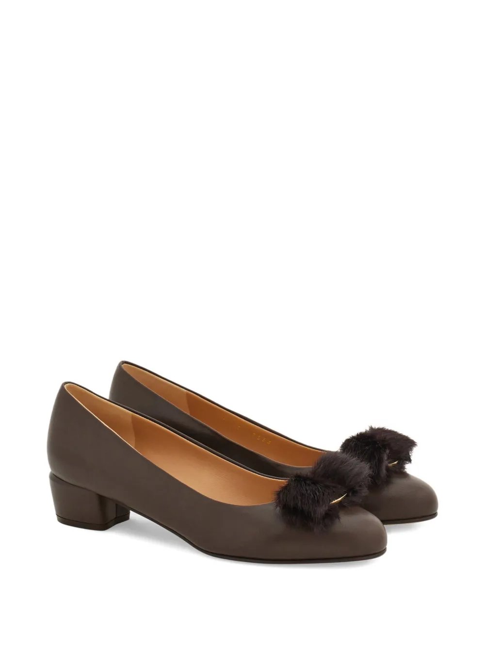Ferragamo 30mm Vara bow block-heel pumps Brown