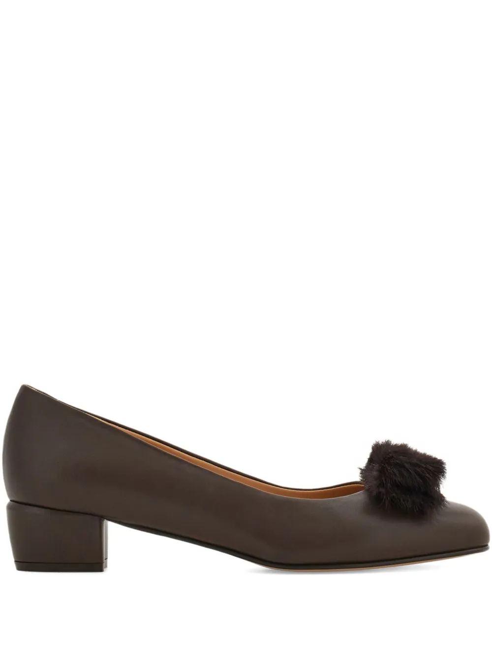 Ferragamo 30mm Vara bow block-heel pumps Brown