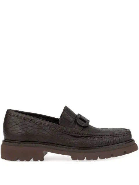 Ferragamo Gancini detailed textured-leather loafers