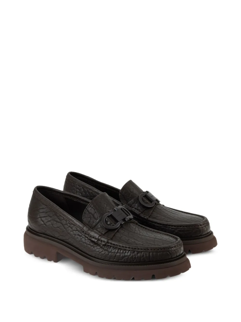 Ferragamo Gancini detailed textured-leather loafers | Image 2