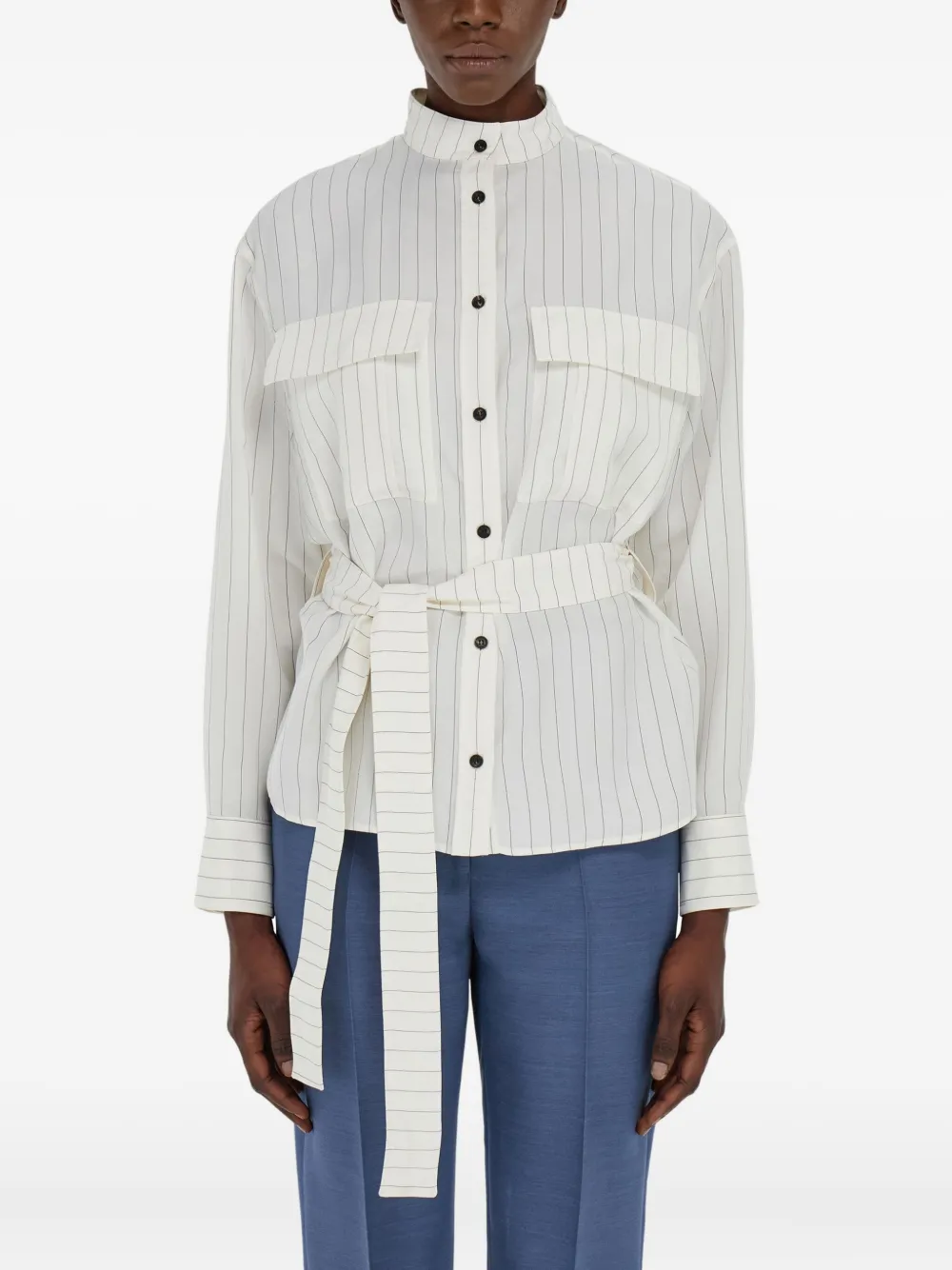 Ferragamo pinstripe two-pocket shirt Wit