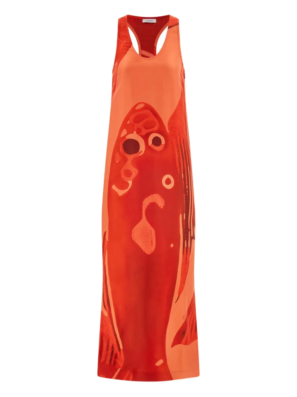 Ferragamo carp-motif silk maxi dress - レッド Ferragamo carp-motif silk maxi dress - レッド
