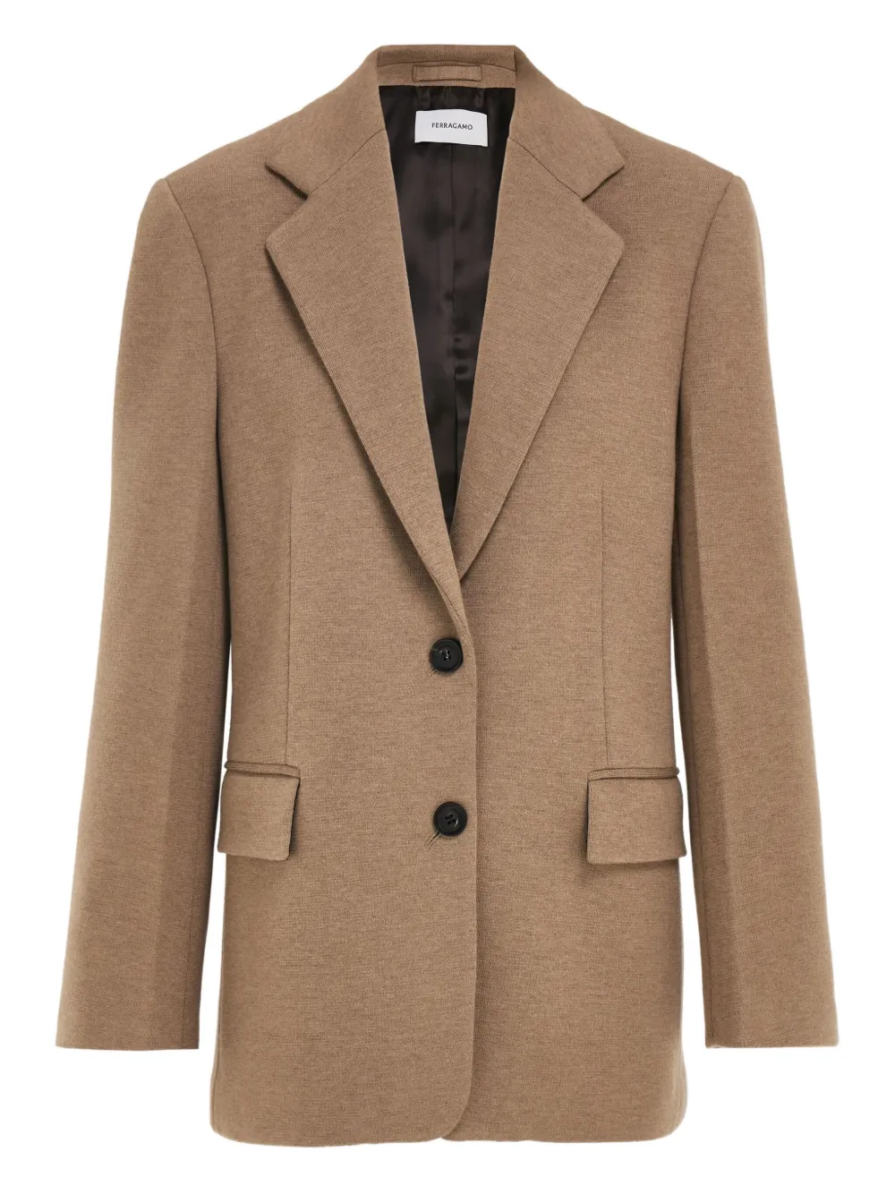 Ferragamo Single-breasted Flap-pocket Blazer In Brown
