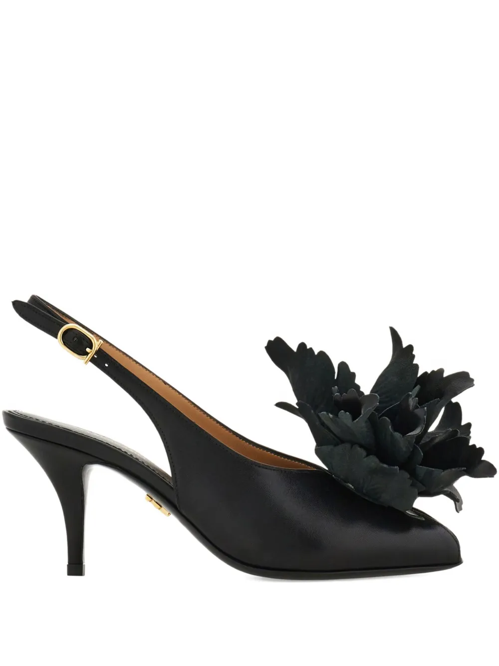 Ferragamo 70mm flower-embellished slingback pumps Black