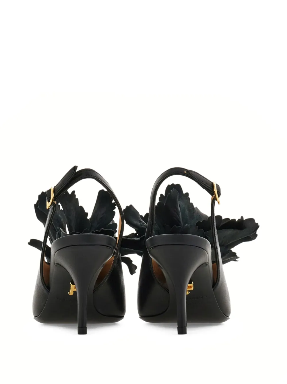 Ferragamo 70mm Flower-embellished Slingback Pumps In Black