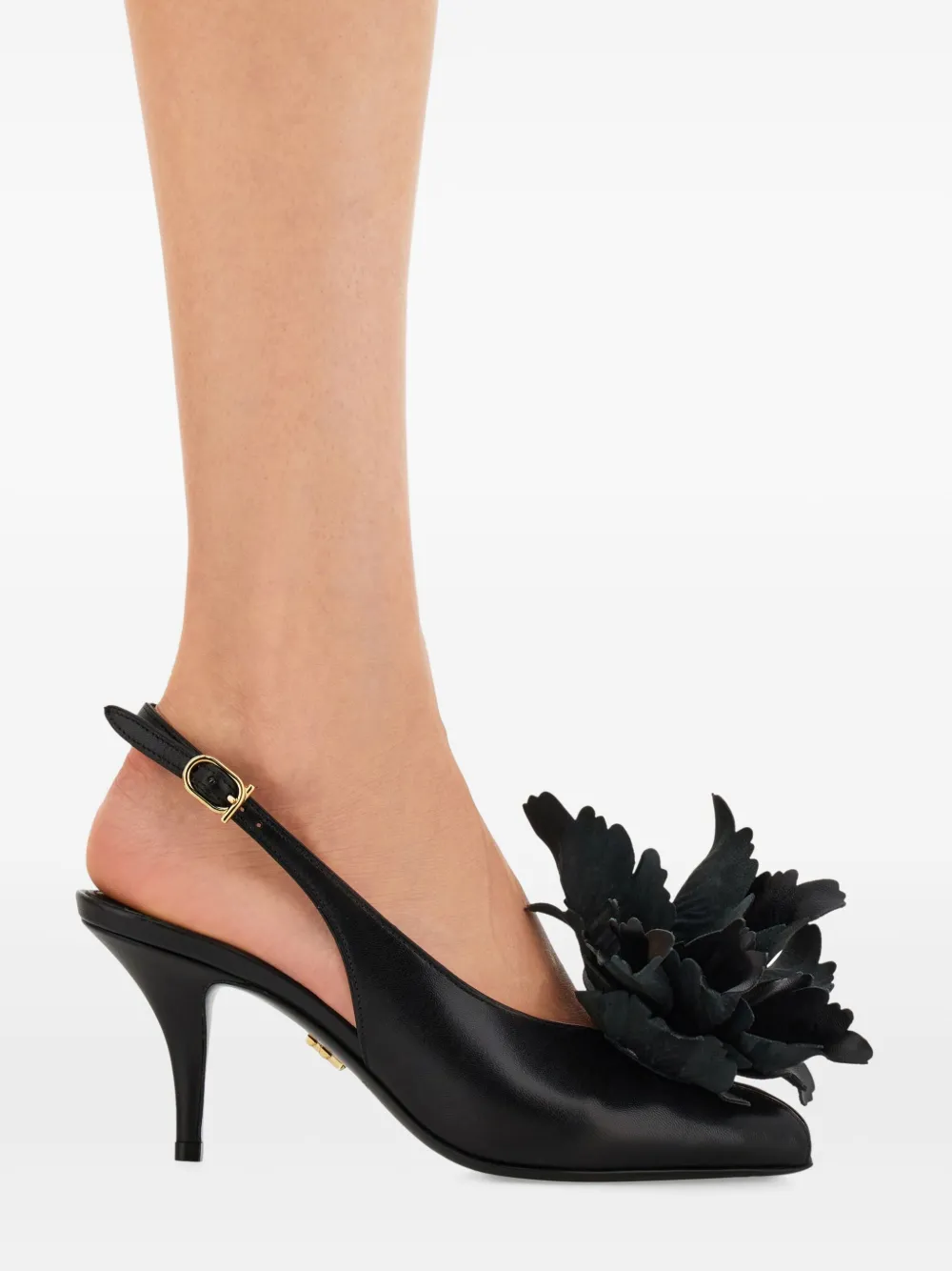 Ferragamo 70mm Flower-embellished Slingback Pumps In Black