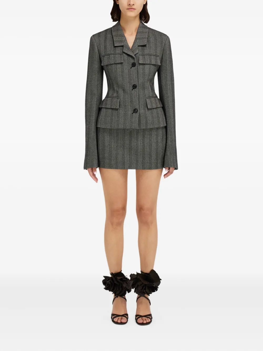 Ferragamo Mini-rok met visgraat patroon - Zwart