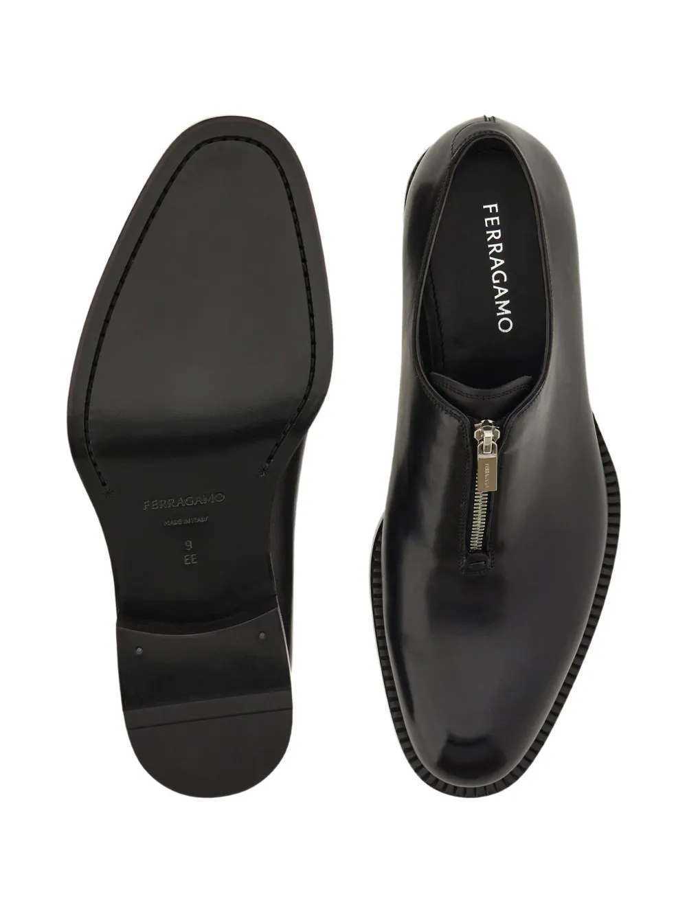 Ferragamo central-zip derby shoes Black