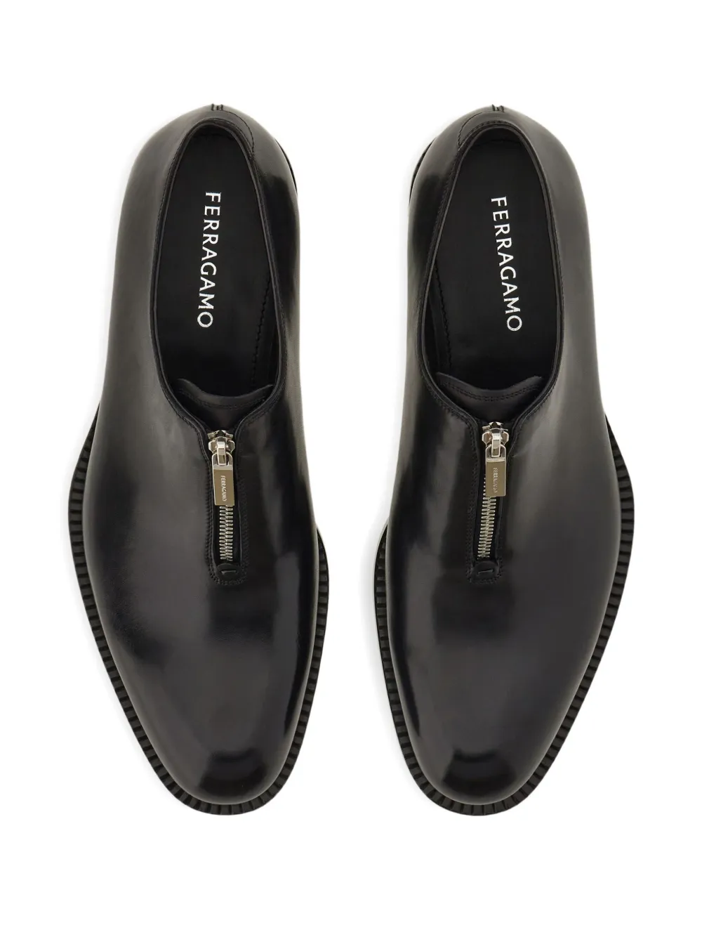 Ferragamo central-zip derby shoes Black