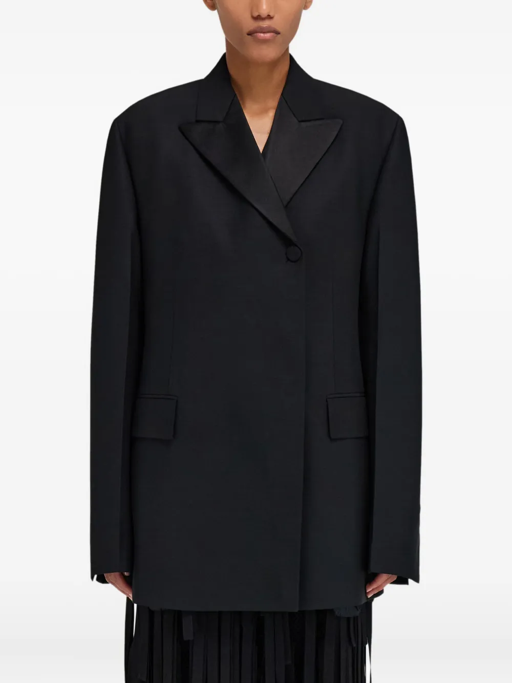 Ferragamo Double Breasted Tuxedo-inspired Jacket In Black
